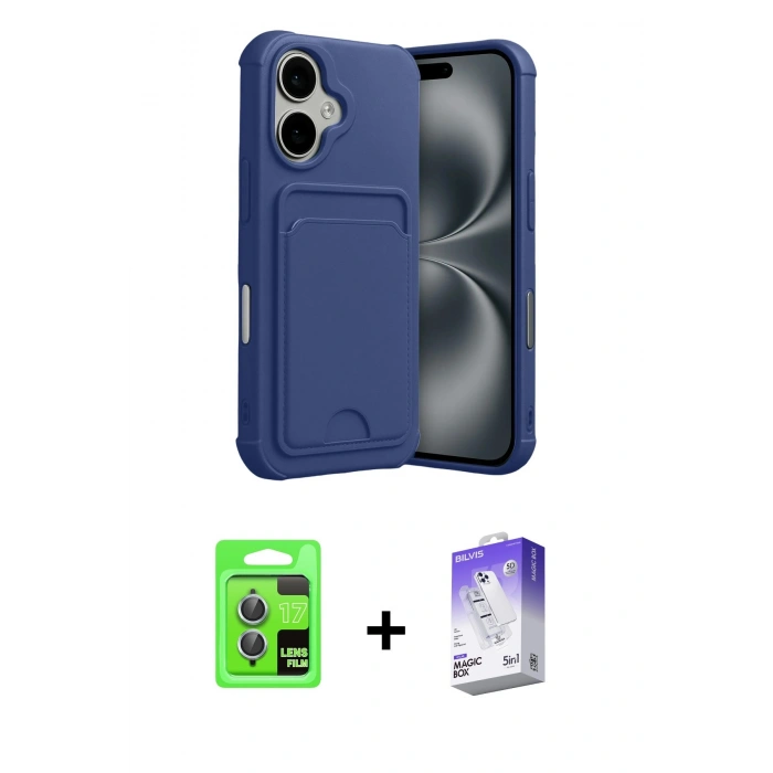 MARSİLYAN™- iPhone 17 Kılıf Vadi Çizgi Prime - Siyah Bilvis 5in1 3D Magic Cam Ekran Koruyucu + Raze Metal Kamera Lens - AKMI