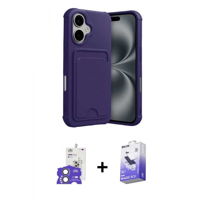 MARSİLYAN™- iPhone 17 Kılıf Vadi Çizgi Prime - Siyah Bilvis 5in1 5D Magic Hayalet Cam Ekran Koruyucu + Bilvis Titan Kamera Lens - AKYL