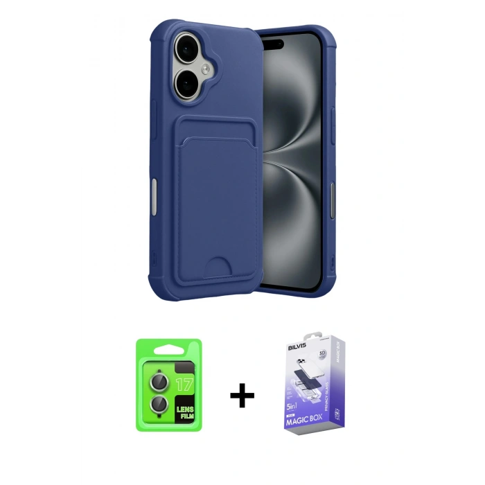 MARSİLYAN™- iPhone 17 Kılıf Vadi Çizgi Prime - Siyah Bilvis 5in1 5D Magic Hayalet Cam Ekran Koruyucu + Açık Yeşil Raze Metal Kamera Lens