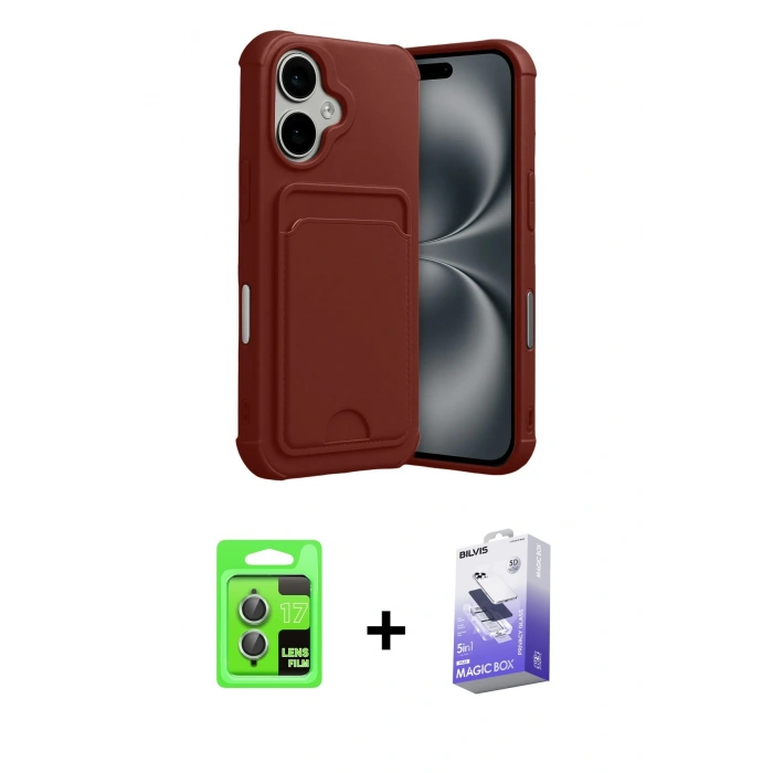 MARSİLYAN™- iPhone 17 Kılıf Vadi Çizgi Prime - Siyah Bilvis 5in1 5D Magic Hayalet Cam Ekran Koruyucu + Açık Yeşil Raze Metal Kamera Lens