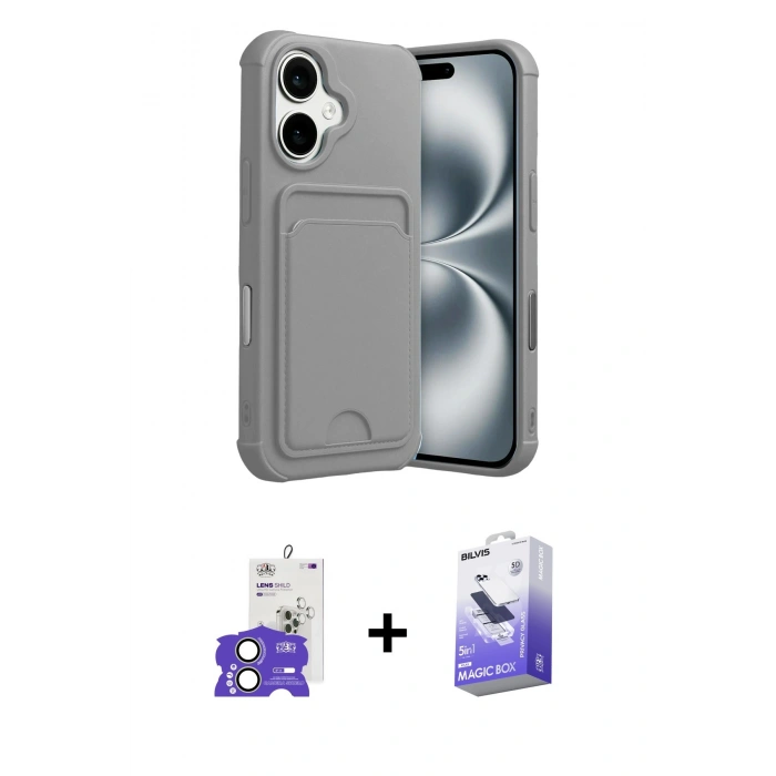 MARSİLYAN™- iPhone 17 Kılıf Vadi Çizgi Prime - Siyah Bilvis 5in1 5D Magic Hayalet Cam Ekran Koruyucu + Bilvis Titan Kamera Lens - AKYL