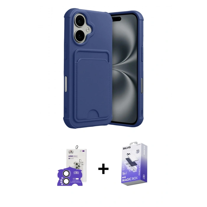MARSİLYAN™- iPhone 17 Kılıf Vadi Çizgi Prime - Siyah Bilvis 5in1 5D Magic Hayalet Cam Ekran Koruyucu + Bilvis Titan Kamera Lens - AKYL