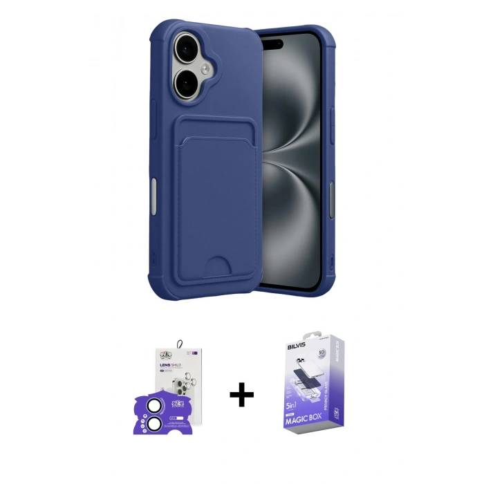 MARSİLYAN™- iPhone 17 Kılıf Vadi Çizgi Prime - Siyah Bilvis 5in1 5D Magic Hayalet Cam Ekran Koruyucu + Bilvis Titan Kamera Lens - AKMI