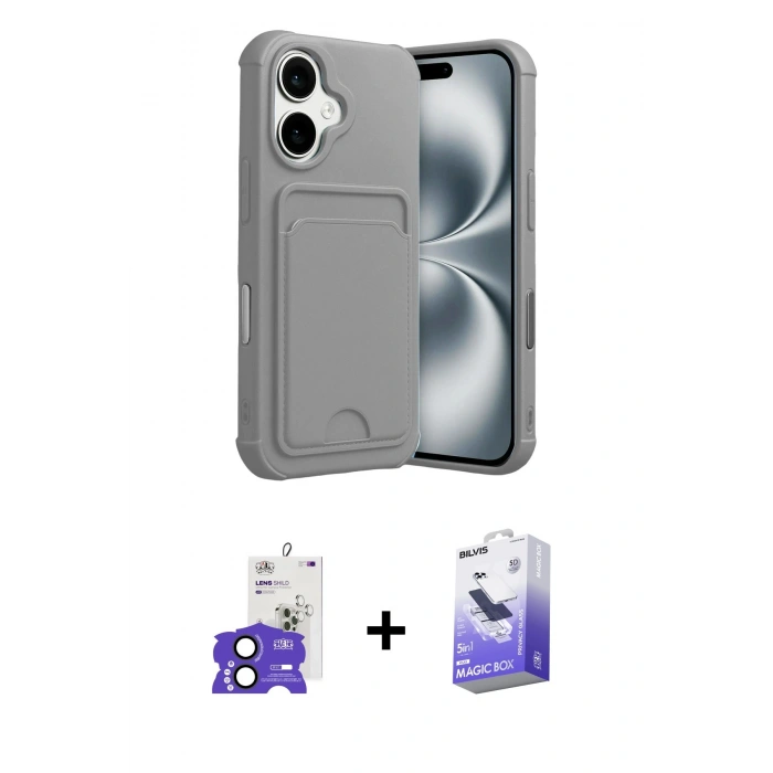 MARSİLYAN™- iPhone 17 Kılıf Vadi Çizgi Prime - Siyah Bilvis 5in1 5D Magic Hayalet Cam Ekran Koruyucu + Bilvis Titan Kamera Lens - SH