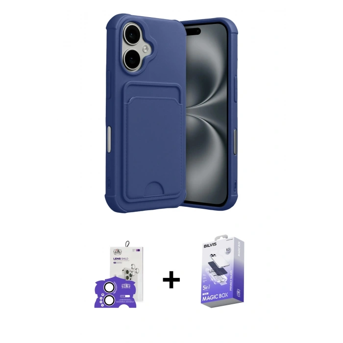 MARSİLYAN™- iPhone 17 Kılıf Vadi Çizgi Prime - Siyah Bilvis 5in1 5D Magic Hayalet Cam Ekran Koruyucu + Bilvis Titan Kamera Lens - LA