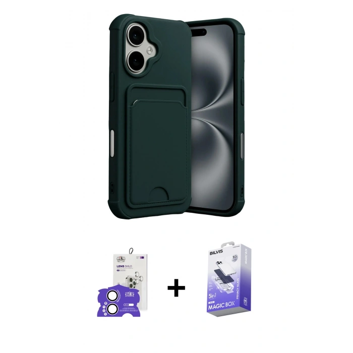 MARSİLYAN™- iPhone 17 Kılıf Vadi Çizgi Prime - Siyah Bilvis 5in1 5D Magic Hayalet Cam Ekran Koruyucu + Bilvis Titan Kamera Lens - LA