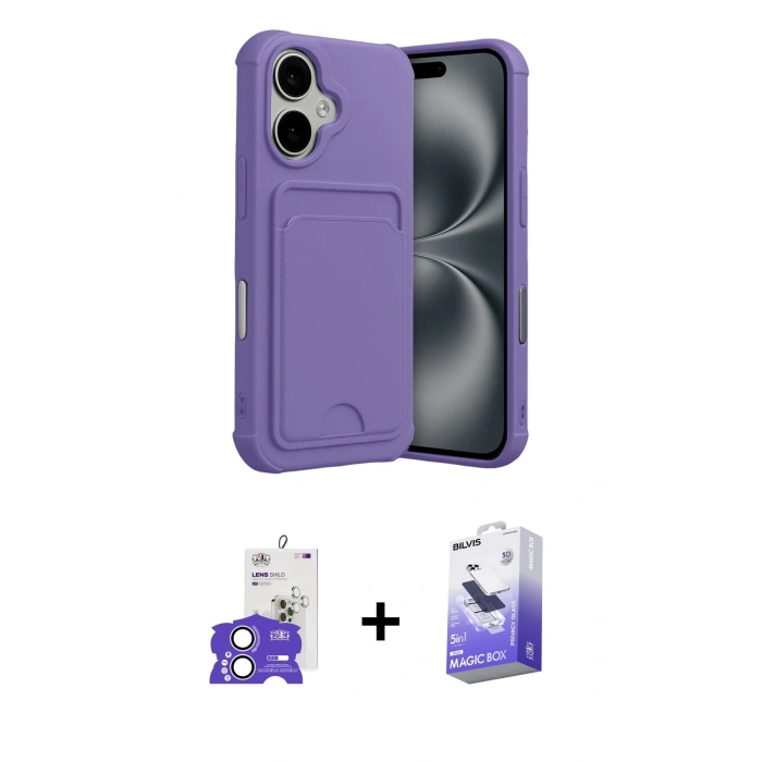 MARSİLYAN™- iPhone 17 Kılıf Vadi Çizgi Prime - Siyah Bilvis 5in1 5D Magic Hayalet Cam Ekran Koruyucu + Bilvis Titan Kamera Lens - LA