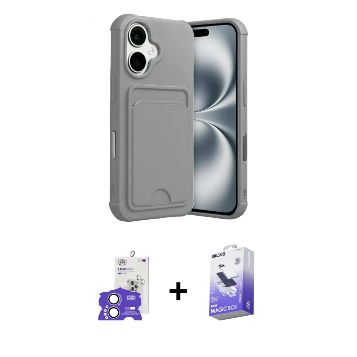 MARSİLYAN™- iPhone 17 Kılıf Vadi Çizgi Prime - Siyah Bilvis 5in1 5D Magic Hayalet Cam Ekran Koruyucu + Bilvis Titan Kamera Lens - LA