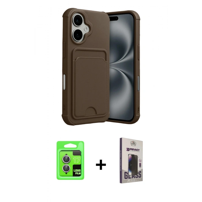 MARSİLYAN™- iPhone 17 Kılıf Vadi Çizgi Prime - Siyah Bilvis Hayalet Cam Ekran Koruyucu + Raze Metal Kamera Lens - AKMR