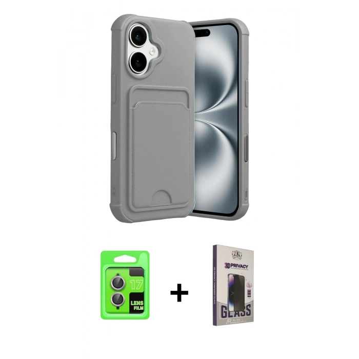 MARSİLYAN™- iPhone 17 Kılıf Vadi Çizgi Prime - Siyah Bilvis Hayalet Cam Ekran Koruyucu + Raze Metal Kamera Lens - AKMR