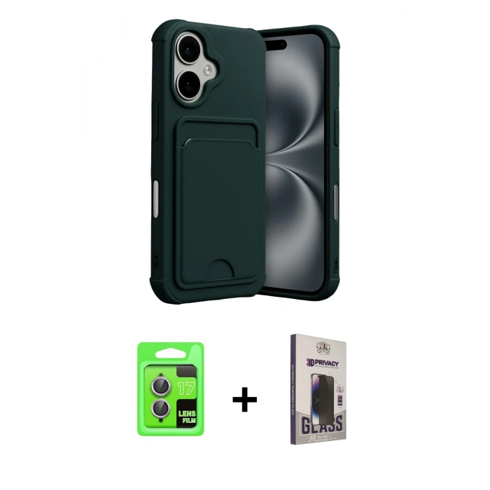 MARSİLYAN™- iPhone 17 Kılıf Vadi Çizgi Prime - Siyah Bilvis Hayalet Cam Ekran Koruyucu + Raze Metal Kamera Lens - AKMR