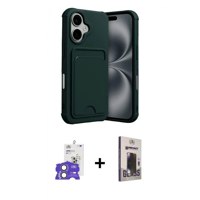 MARSİLYAN™- iPhone 17 Kılıf Vadi Çizgi Prime - Siyah Bilvis Hayalet Cam Ekran Koruyucu + Bilvis Titan Kamera Lens - AKYL