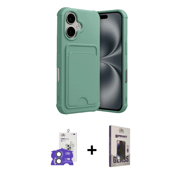MARSİLYAN™- iPhone 17 Kılıf Vadi Çizgi Prime - Siyah Bilvis Hayalet Cam Ekran Koruyucu + Bilvis Titan Kamera Lens - AKYL