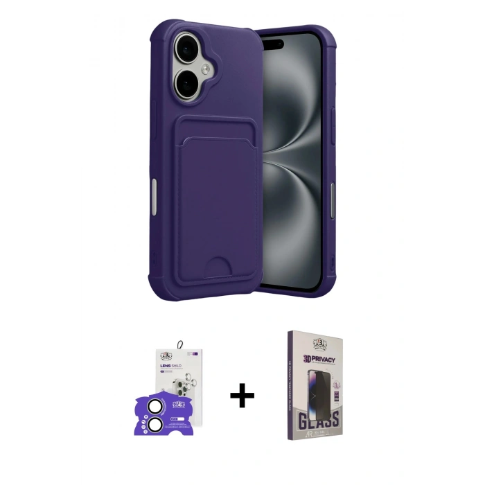 MARSİLYAN™- iPhone 17 Kılıf Vadi Çizgi Prime - Siyah Bilvis Hayalet Cam Ekran Koruyucu + Bilvis Titan Kamera Lens - AKYL