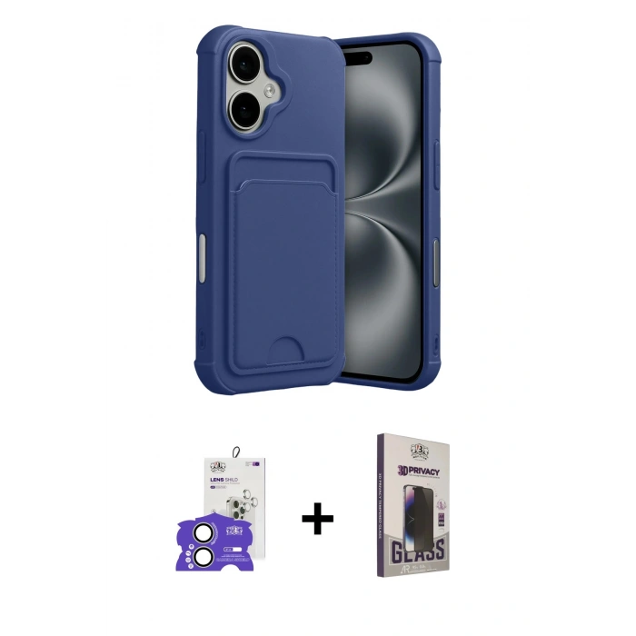 MARSİLYAN™- iPhone 17 Kılıf Vadi Çizgi Prime - Siyah Bilvis Hayalet Cam Ekran Koruyucu + Bilvis Titan Kamera Lens - AKYL