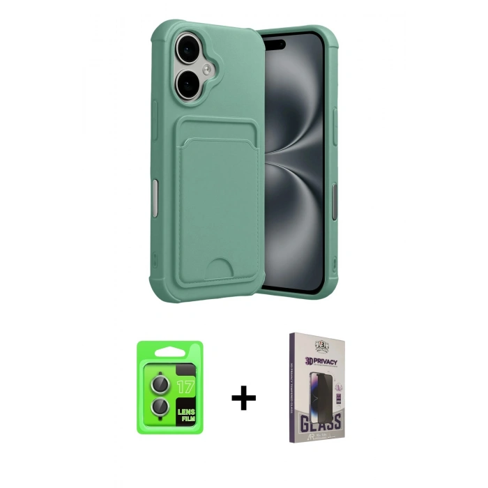 MARSİLYAN™- iPhone 17 Kılıf Vadi Çizgi Prime - Siyah Bilvis Hayalet Cam Ekran Koruyucu + Raze Metal Kamera Lens - AKYL