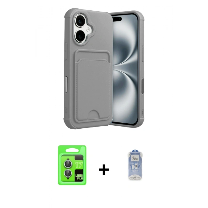 MARSİLYAN™- iPhone 17 Kılıf Vadi Çizgi Prime - Siyah Joko Magic 5D Cam + Raze Metal Kamera Lens - AKMI
