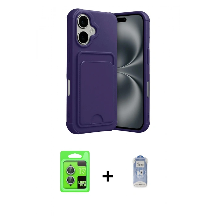 MARSİLYAN™- iPhone 17 Kılıf Vadi Çizgi Prime - Siyah Joko Magic 5D Cam + Raze Metal Kamera Lens - AKMI