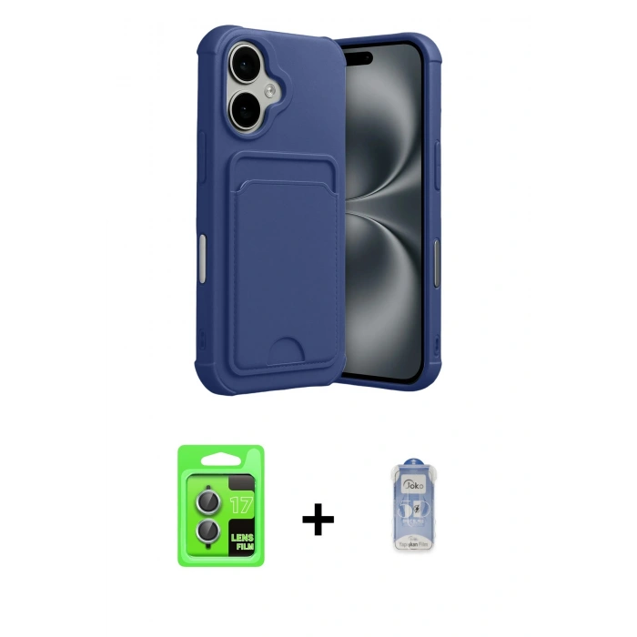 MARSİLYAN™- iPhone 17 Kılıf Vadi Çizgi Prime - Siyah Joko Magic 5D Cam + Raze Metal Kamera Lens - AKMI