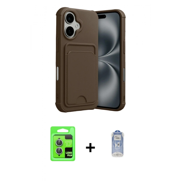 MARSİLYAN™- iPhone 17 Kılıf Vadi Çizgi Prime - Siyah Joko Magic 5D Cam + Raze Metal Kamera Lens - AKMI