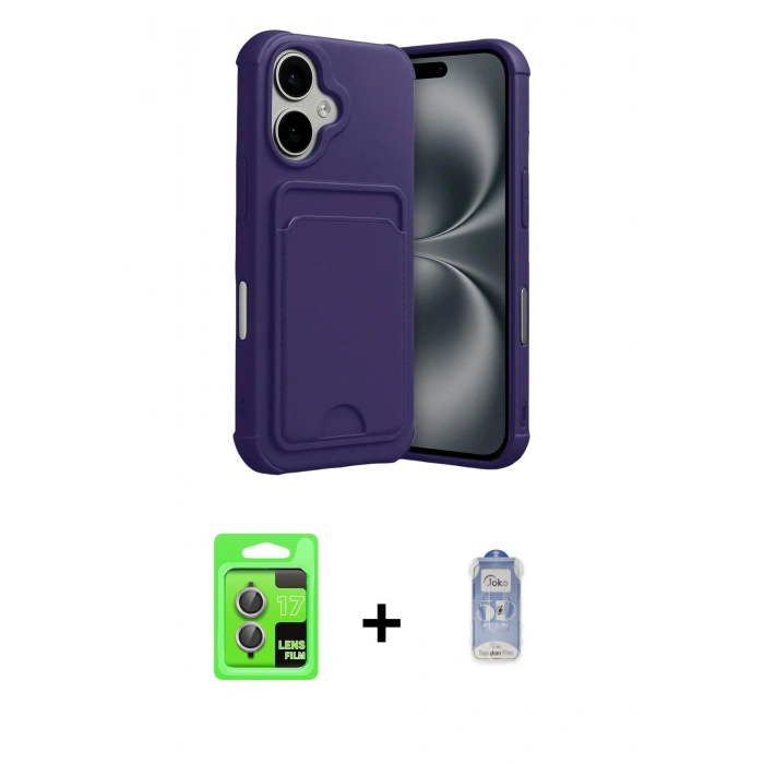 MARSİLYAN™- iPhone 17 Kılıf Vadi Çizgi Prime - Siyah Joko Magic 5D Cam + Raze Metal Kamera Lens - AKMR