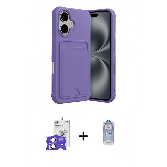 MARSİLYAN™- iPhone 17 Kılıf Vadi Çizgi Prime - Siyah Joko Magic 5D Cam + Bilvis Titan Kamera Lens - AKMI
