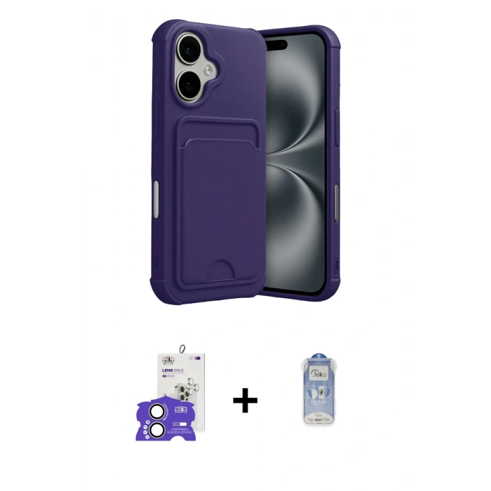 MARSİLYAN™- iPhone 17 Kılıf Vadi Çizgi Prime - Siyah Joko Magic 5D Cam + Bilvis Titan Kamera Lens - AKYL