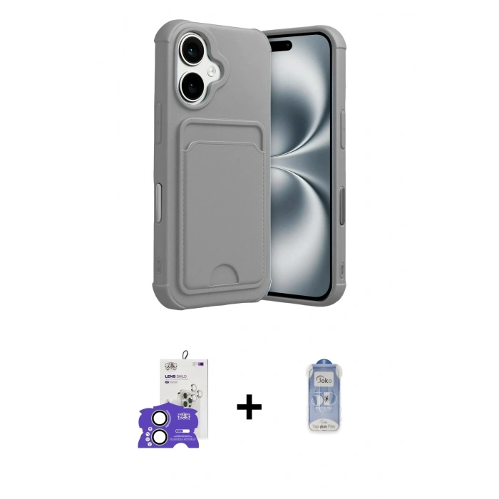 MARSİLYAN™- iPhone 17 Kılıf Vadi Çizgi Prime - Siyah Joko Magic 5D Cam + Bilvis Titan Kamera Lens - AKYL