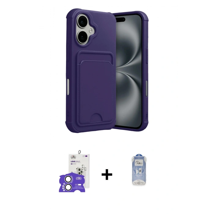 MARSİLYAN™- iPhone 17 Kılıf Vadi Çizgi Prime - Siyah Joko Magic 5D Cam + Bilvis Titan Kamera Lens - GS