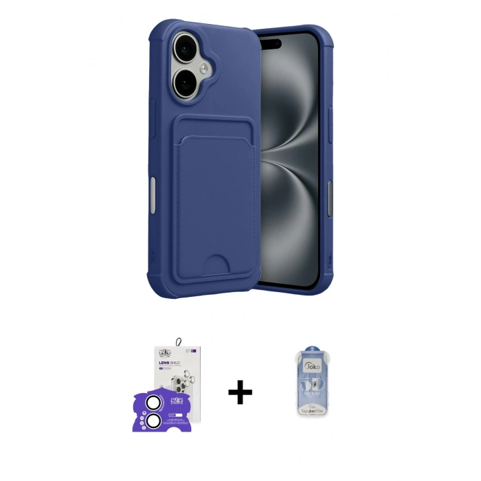 MARSİLYAN™- iPhone 17 Kılıf Vadi Çizgi Prime - Siyah Joko Magic 5D Cam + Bilvis Titan Kamera Lens - GS