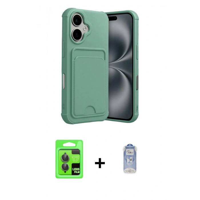 MARSİLYAN™- iPhone 17 Kılıf Vadi Çizgi Prime - Siyah Joko Magic 5D Cam + Raze Metal Kamera Lens - GI