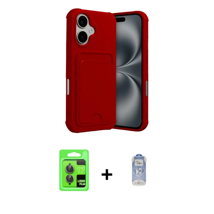 MARSİLYAN™- iPhone 17 Kılıf Vadi Çizgi Prime - Siyah Joko Magic 5D Cam + Raze Metal Kamera Lens - GI