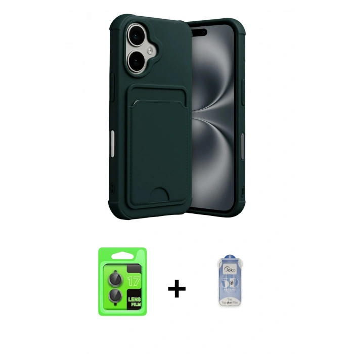 MARSİLYAN™- iPhone 17 Kılıf Vadi Çizgi Prime - Siyah Joko Magic 5D Cam + Raze Metal Kamera Lens - GI
