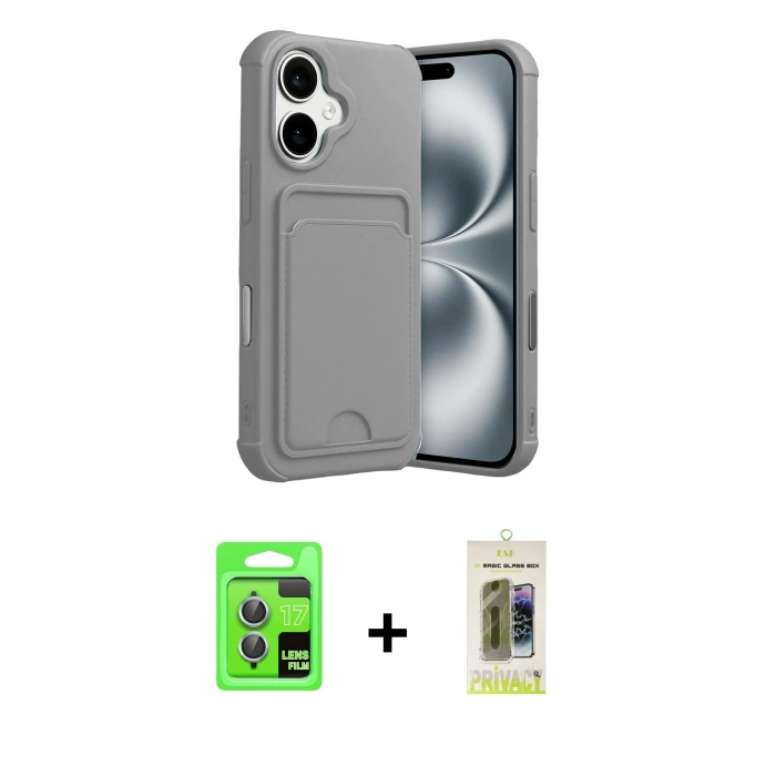 MARSİLYAN™- iPhone 17 Kılıf Vadi Çizgi Prime - Siyah Joko Magic 5D Hayalet Cam + Raze Metal Kamera Lens - AKMI