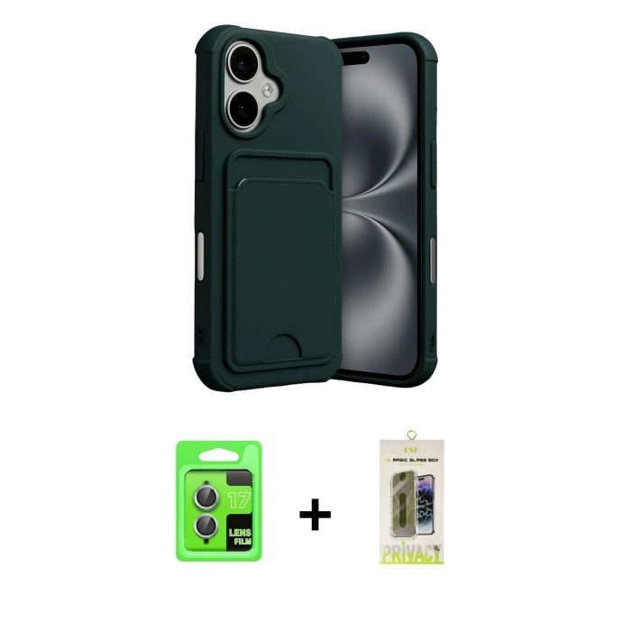 MARSİLYAN™- iPhone 17 Kılıf Vadi Çizgi Prime - Siyah Joko Magic 5D Hayalet Cam + Raze Metal Kamera Lens - AKMI