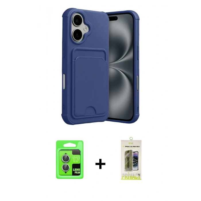 MARSİLYAN™- iPhone 17 Kılıf Vadi Çizgi Prime - Siyah Joko Magic 5D Hayalet Cam + Raze Metal Kamera Lens - AKMI