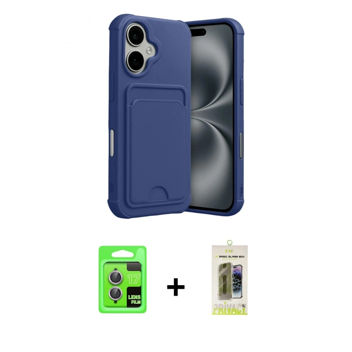 MARSİLYAN™- iPhone 17 Kılıf Vadi Çizgi Prime - Siyah Joko Magic 5D Hayalet Cam + Raze Metal Kamera Lens - AKMR