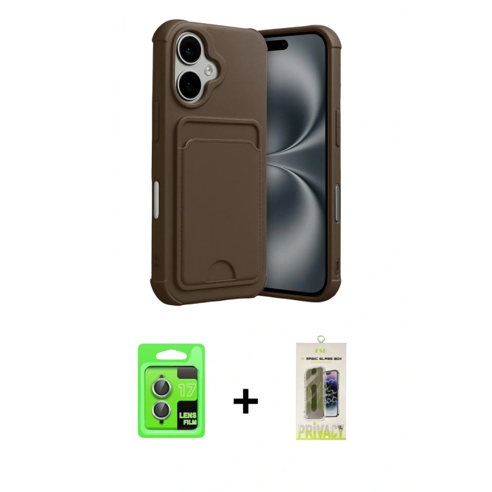 MARSİLYAN™- iPhone 17 Kılıf Vadi Çizgi Prime - Siyah Joko Magic 5D Hayalet Cam + Raze Metal Kamera Lens - AKYL