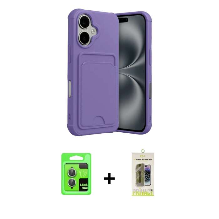 MARSİLYAN™- iPhone 17 Kılıf Vadi Çizgi Prime - Siyah Joko Magic 5D Hayalet Cam + Raze Metal Kamera Lens - AKYL