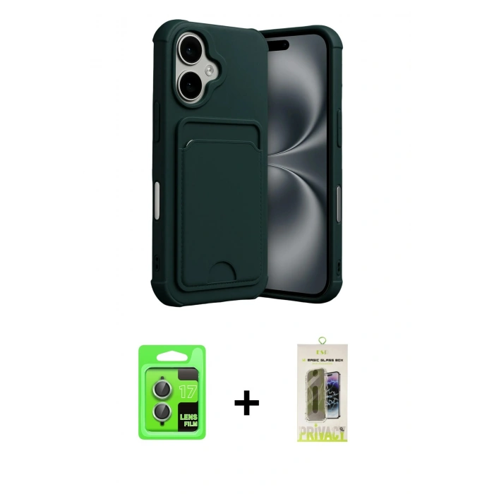 MARSİLYAN™- iPhone 17 Kılıf Vadi Çizgi Prime - Siyah Joko Magic 5D Hayalet Cam + Raze Metal Kamera Lens - AKYL