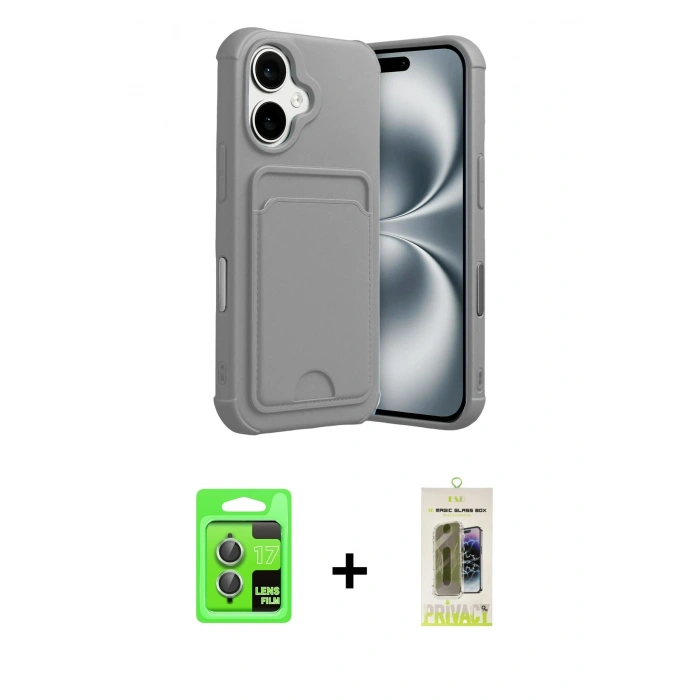 MARSİLYAN™- iPhone 17 Kılıf Vadi Çizgi Prime - Siyah Joko Magic 5D Hayalet Cam + Raze Metal Kamera Lens - AKYL