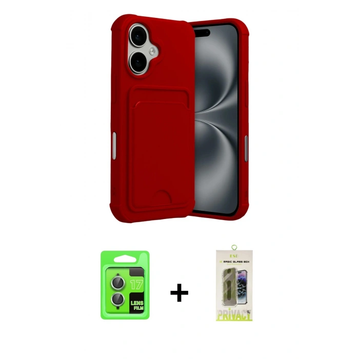 MARSİLYAN™- iPhone 17 Kılıf Vadi Çizgi Prime - Siyah Joko Magic 5D Hayalet Cam + Raze Metal Kamera Lens - AKYL