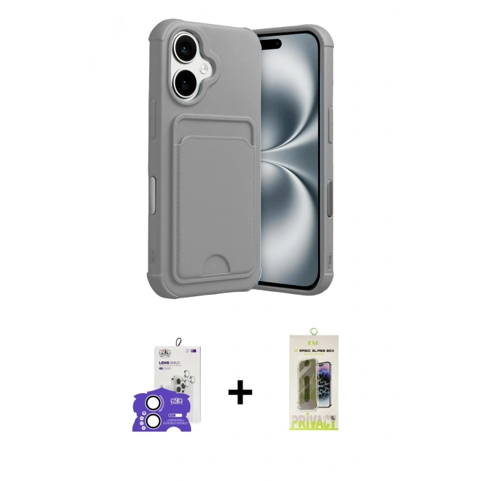 MARSİLYAN™- iPhone 17 Kılıf Vadi Çizgi Prime - Siyah Joko Magic 5D Hayalet Cam + Bilvis Titan Kamera Lens - LA