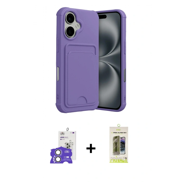 MARSİLYAN™- iPhone 17 Kılıf Vadi Çizgi Prime - Siyah Joko Magic 5D Hayalet Cam + Bilvis Titan Kamera Lens - GS