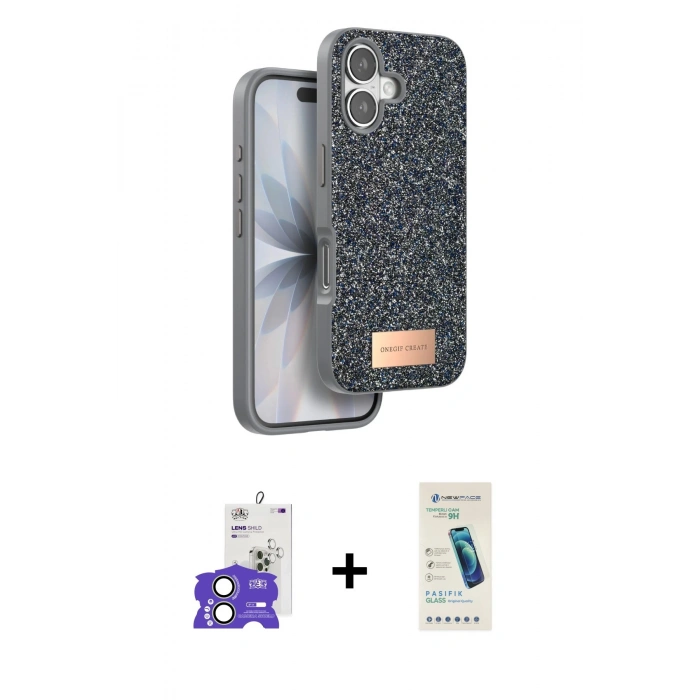 MARSİLYAN™- iPhone 17 Kılıf Vadi Klasik Serisi - Şeffaf Pasifik Cam Ekran Koruyucu + Bilvis Titan Kamera Lens - AKYL