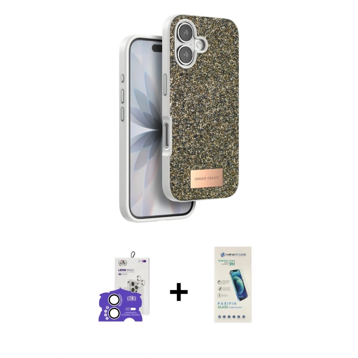 MARSİLYAN™- iPhone 17 Kılıf Vadi Klasik Serisi - Şeffaf Pasifik Cam Ekran Koruyucu + Bilvis Titan Kamera Lens - GS