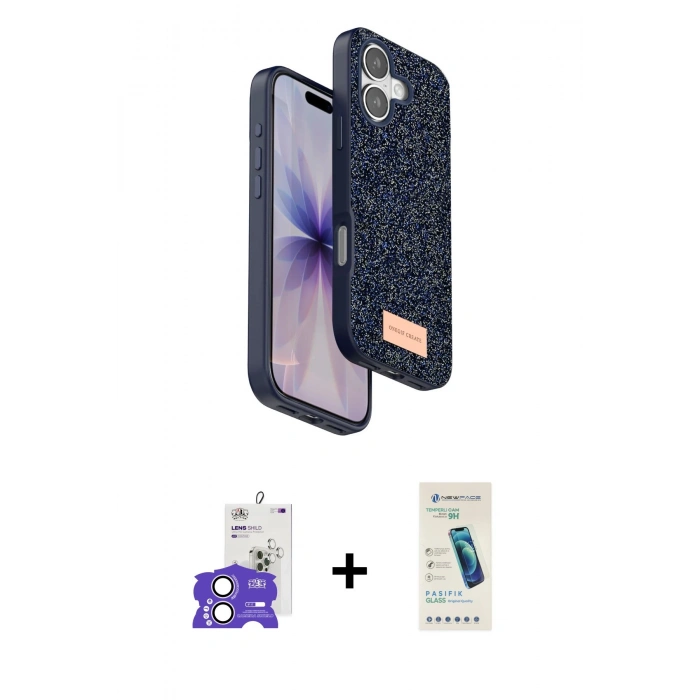 MARSİLYAN™- iPhone 17 Kılıf Vadi Klasik Serisi - Şeffaf Pasifik Cam Ekran Koruyucu + Bilvis Titan Kamera Lens - LA