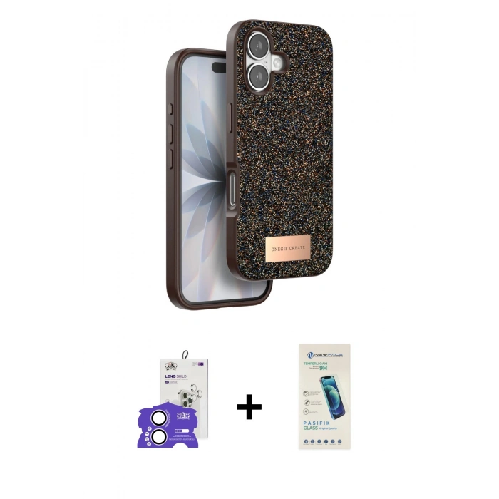 MARSİLYAN™- iPhone 17 Kılıf Vadi Klasik Serisi - Şeffaf Pasifik Cam Ekran Koruyucu + Bilvis Titan Kamera Lens - LA