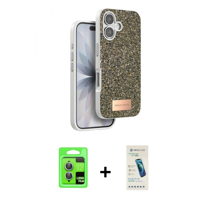 MARSİLYAN™- iPhone 17 Kılıf Vadi Klasik Serisi - Şeffaf Pasifik Cam Ekran Koruyucu + Raze Metal Kamera Lens - AKMI