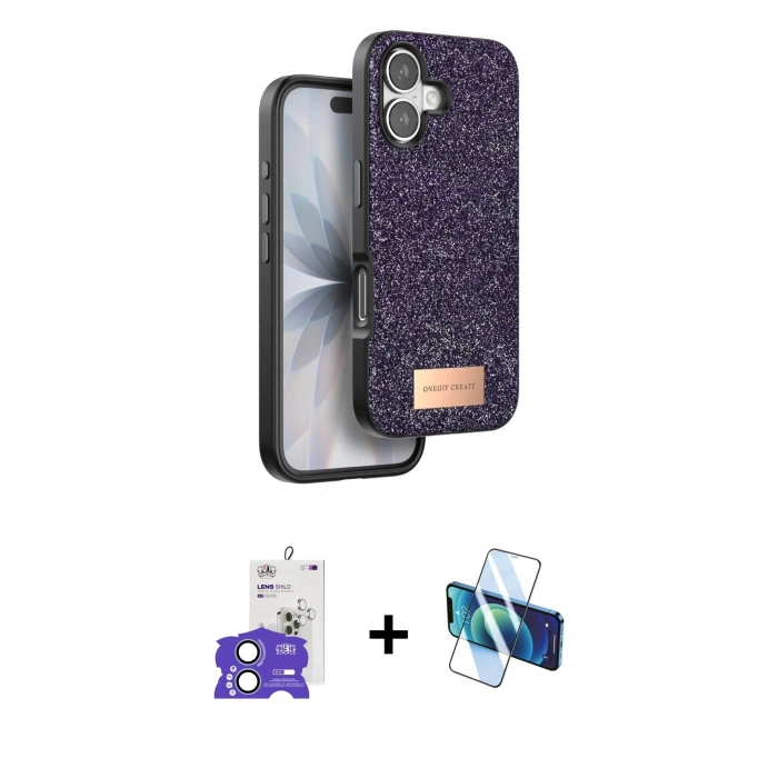 MARSİLYAN™- iPhone 17 Kılıf Vadi Klasik Serisi - Siyah 3D Antistatik Cam Ekran Koruyucu + Bilvis Titan Kamera Lens - AKMI